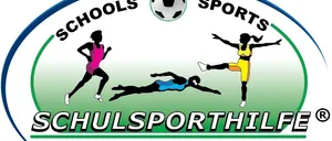 Das Logo des Osterreichischen Schulsportverbandes zeigt einen Fußball, einen Läufer und einen Kicker.