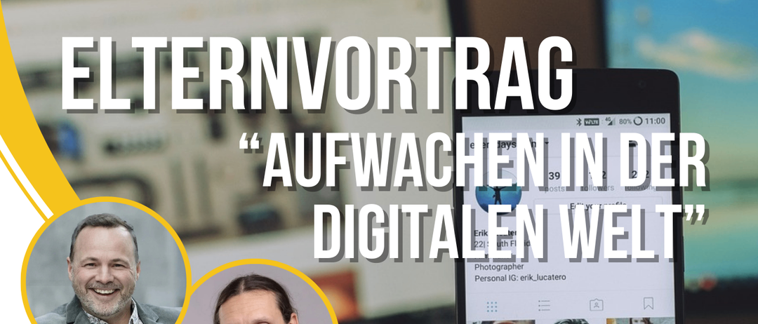 Ein Werbeplakat für einen Vortrag über digitale Achtsamkeit mit zwei Referenten, Dr. Peter GroiBbock und Gerhard Neubauer. Die Veranstaltung wird von Gesunde Gemeinde und Blindenmarkt veranstaltet. Der Vortrag findet am 20. Jänner 2026 um 18:00 im Foyer Ybbsfledhalle Blindenmarkt statt.