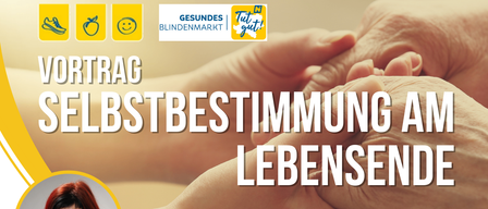 Das Poster kündigt eine Veranstaltung zur Selbstbestimmung am Lebensende an. Es zeigt zwei lächelnde Frauen und nennt den Termin am 11. Februar 2026. Die Veranstaltung wird von Mag. Gerlinde Bieringer und Sonja Mille veranstaltet.