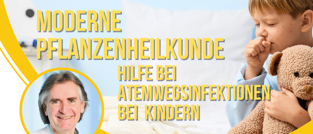 Ein Plakat für einen Vortrag über moderne Pflanzenheilkunde bei Atemwegsinfektionen bei Kindern von Universitätsprofessor Dr. Karl Zwiauer. Kinder können gerne eine Begleitperson mitbringen. Der Termin ist am 3. Dezember 2025 um 16:00 Uhr im Seminarraum ERGO/H&P Stone.