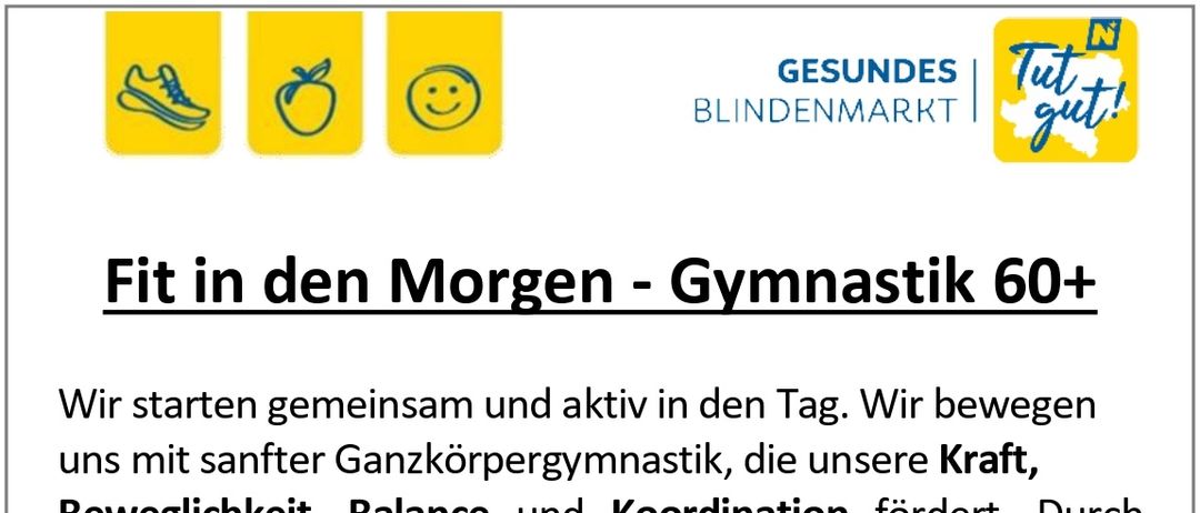 Wir starten gemeinsam und aktiv in den Tag. Wir bewegen uns mit sanfter Ganzkörpergymnastik, die unsere Kraft, Beweglichkeit, Balance und Koordination fördert. Durch leichte Übungen und kleine Entspannungselemente stärken wir unser Wohlbefinden und unsere Fitness.