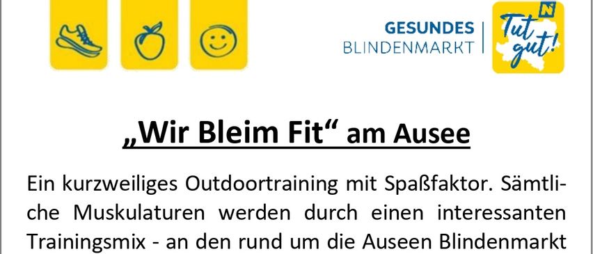 Outdoortraining mit Spaßfaktor. Sämtliche Muskulatur wird durch einen interessanten Trainingsmix rund um den Aussen Blindenmarkt trainiert. Montags 19 bis 19:50 Uhr, vom 4. Mai bis 6. Juli 2026. €65 für 8 Einheiten, gefördert durch die „Gesundheit Gemeinde Blindenmarkt“.