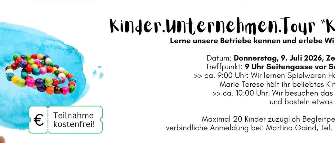 Veranstaltung am Donnerstag, 9. Juli. Treffpunkt um 9 Uhr. Gegen 9:00 Uhr hält Marie Terese eine Rede. Um 10:00 Uhr folgt eine Diskussion. Bis zu 20 Kinder können teilnehmen. Anmeldung bei Martina.