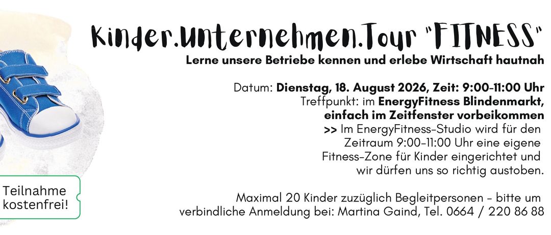 Veranstaltung von 'ter.unternehmen.' Lernen Sie unser Unternehmen kennen. Datum: Dienstag, 18. August. Treffpunkt: einfach. Ort: Fitness-Z wir werden. Maximal 20 Kinder. Kontaktieren Sie Martin für die Anmeldung.