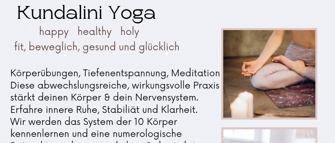 Ein Werbeplakat für einen Wellness-Retreat mit Körperübungen, tiefer Entspannung und Meditation. Der Zeitplan ist vom 31. August bis 30. November, 19:00 bis 20:30 Uhr. Der Ort ist Mehrzwecksaal Blindenmarkt. Die Kosten betragen 1 Einheit € 12, mit jederzeit möglicher Teilnahme. Teilnehmer werden gebeten, eine Matte, ein Sitzkissen, eine Trinkflasche und bequeme Kleidung mitzubringen. Irene Schneider freut sich auf Sie.