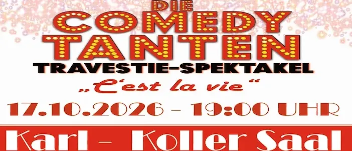 Travestie-Spektakel am 17.10.2026 um 19:00. Einlass ab 18:00. Kartenvorverkauf im Gemeindeamt oder per Telefon. Vorverkauf: 30€, Abendkasse: 35€. Freie Platzwahl. Denkmalplatz 1/2602, Blumau - Neurihof.