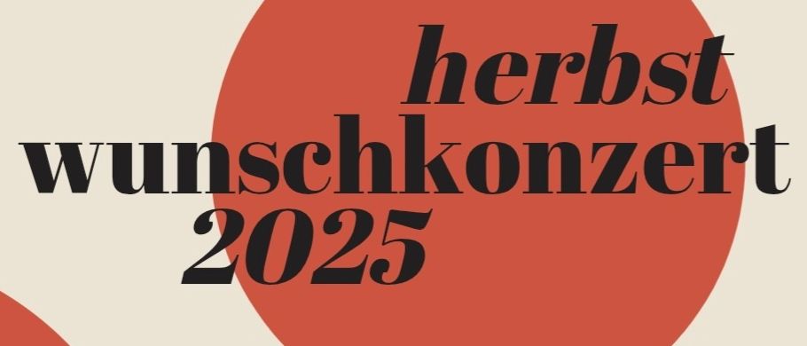 Plakat für Herbstwunschkonzert 2025, geplant für Samstag, 25. Oktober, um 19 Uhr in der Sporthalle von Markt Hartmannsdorf.