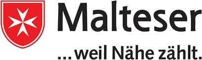 Das Malteser-Logo mit einem weißen Stern auf einem roten Schild und dem Slogan 'weil Nähe zählt.'