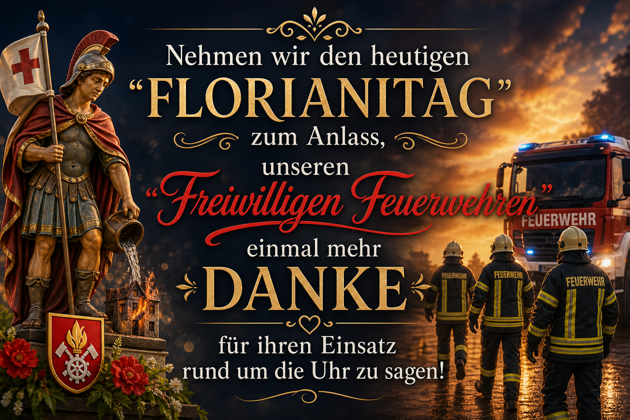 An Florian Day, we take the opportunity to thank our volunteer firefighters for their dedication. A heartfelt thank you for their service around the clock.