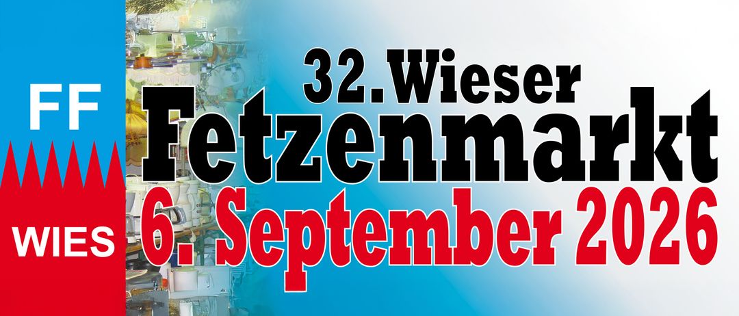 Plakat mit blauem Hintergrund, das fetten schwarzen Text in einer kursiven Schriftart zeigt, der '32. Wiesenetzmann September' lautet. Das Datum '32' ist in größerer schwarzer Schrift über dem kursiven Text geschrieben.
