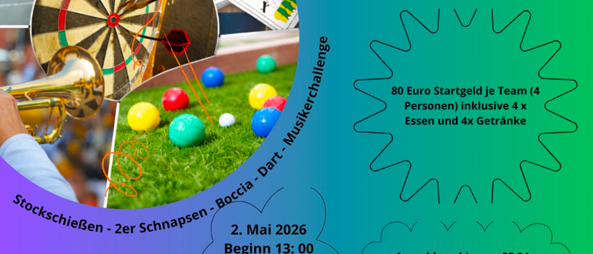 Ein Event für Musikliebhaber am 2. Mai 2026, Beginn 13:00 Uhr. Der Eintrittspreis beträgt 80 Euro pro Team (inklusive 4 Mahlzeiten und 4 Getränken). Anmeldung bis zum 25. Mai. Kontaktieren Sie Gerald unter 0650 70 100 10.