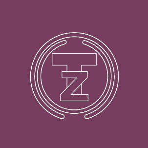 Ein kreisförmiges Logo mit weißem Umriss und einem fetten 'Z' in der Mitte auf lila Hintergrund.