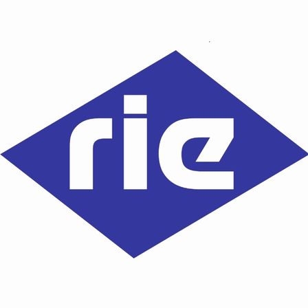 Das Logo für RIC, ein Unternehmen, wird in Blau mit weißem Hintergrund angezeigt. Die Buchstaben RIC sind in einer Rautenform angeordnet, wobei R oben und C unten steht.
