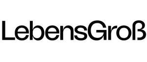 Ein kreisförmiges Bild mit dem Wort 'LebensGroB' in fetter schwarzer Schrift in einem weißen Kreis.