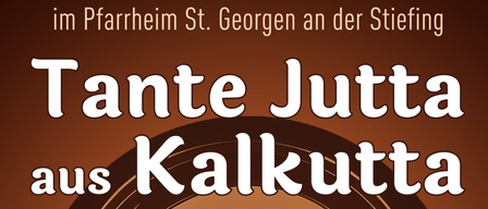 Ein Plakat für eine Veranstaltung mit Tante Jutta aus Kalkutta. Das Plakat zeigt eine Silhouette einer Frau in einem Vintage-Kleid. Es enthält Veranstaltungstermine und Reservierungsinformationen.