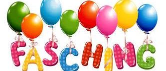 Eine Gruppe bunter Ballons mit dem Wort Fasching in bunten Buchstaben, wobei jeder Buchstabe einen Ballon über sich hält.