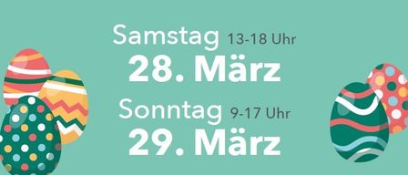 Werbeplakat für den Hobby-, Künstler- und Bauern-Ostereimarkt am 28. März von 13-18 Uhr und am 29. März von 9-17 Uhr im Haushof, Muttendorf-Dobl, mit handgemachten und Bauernspezialitäten, Einladung an Besucher.