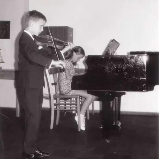 Adult, Male, Man, Person, Child, Female, Girl, Musical Instrument, Piano, Chair