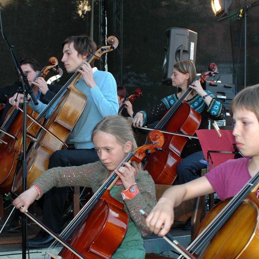Bild enthält, Cello, Musical Instrument, Microphone, Person, Child, Female, Girl, Shoe, Ring, Handbag