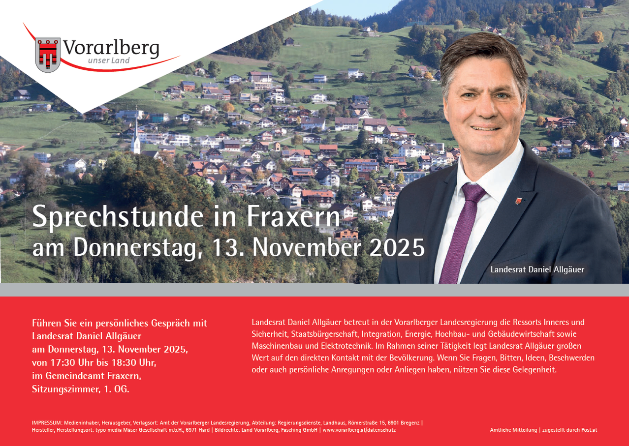 Ein persönliches Gespräch mit Daniel Allgäuer, 13. November 2025, bis 18:30 Uhr, am 13. November, 18:30 Uhr, 1.OG.