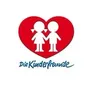 Ein rotes Herzlogo mit zwei Kindern, die Händchen halten, mit dem Titel 'Die Kinderfreunde'.