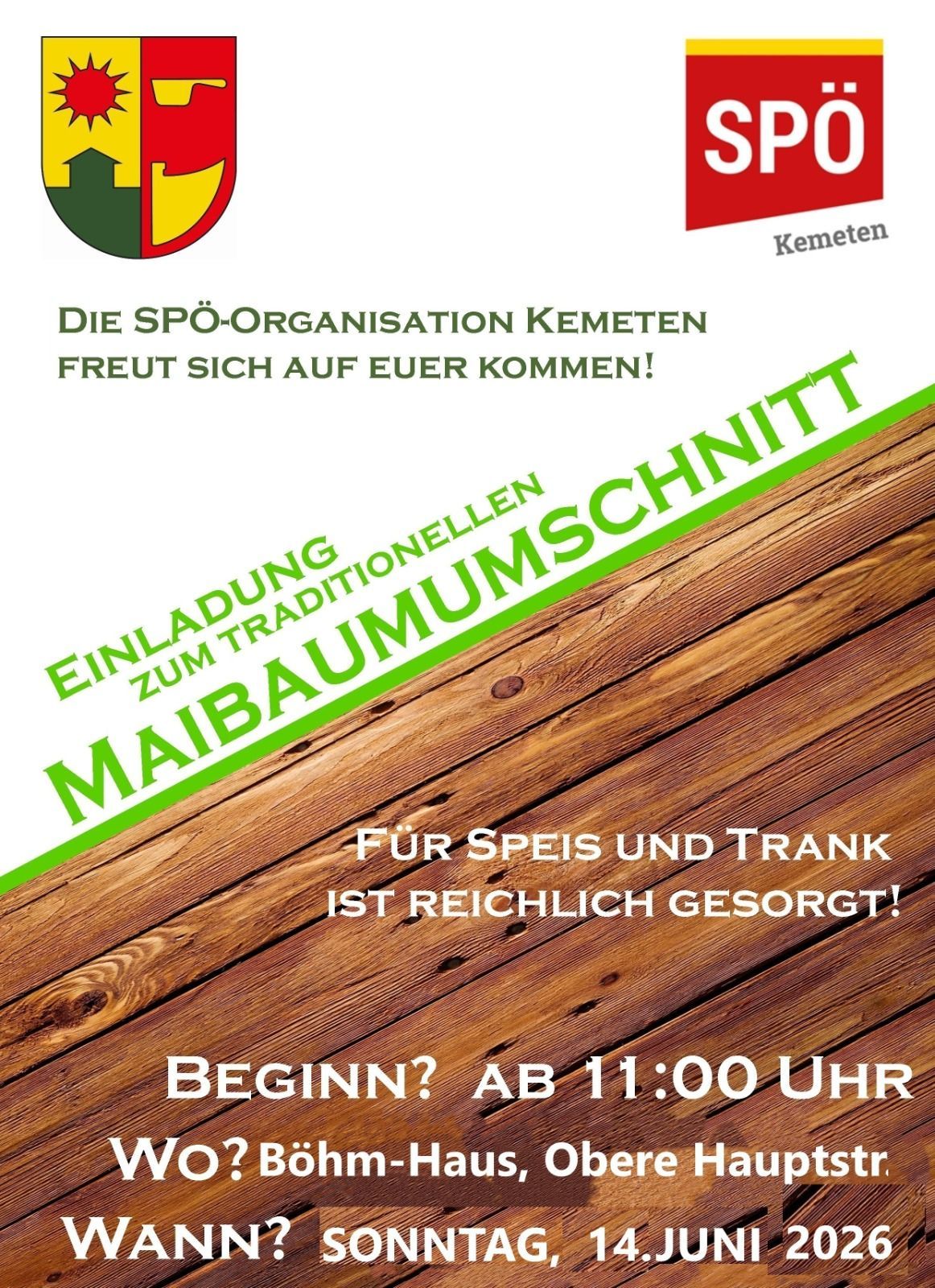 Einladung zur traditionellen Baumfällung von der Organisation Kemetin. Reichlich Essen und Getränke sind vorhanden. Beginn um 11:00 Uhr.