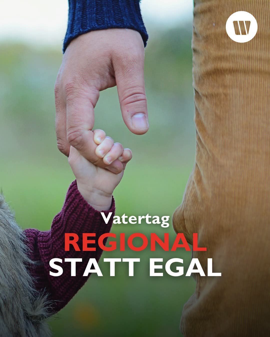 Poster for Vatertag Regional Statt Egal with a man holding a child's hand.