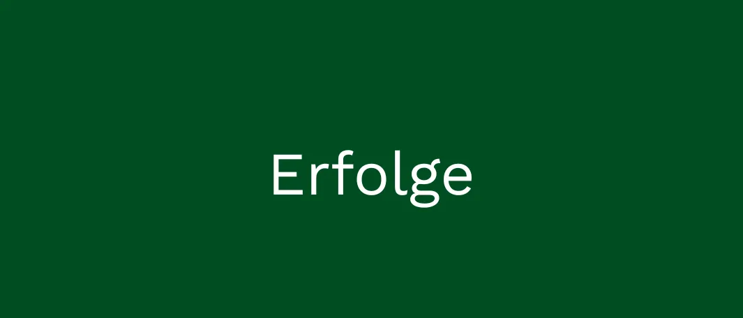 Ein grüner Hintergrund mit dem Wort 'Erfolge' in weißer Schrift.