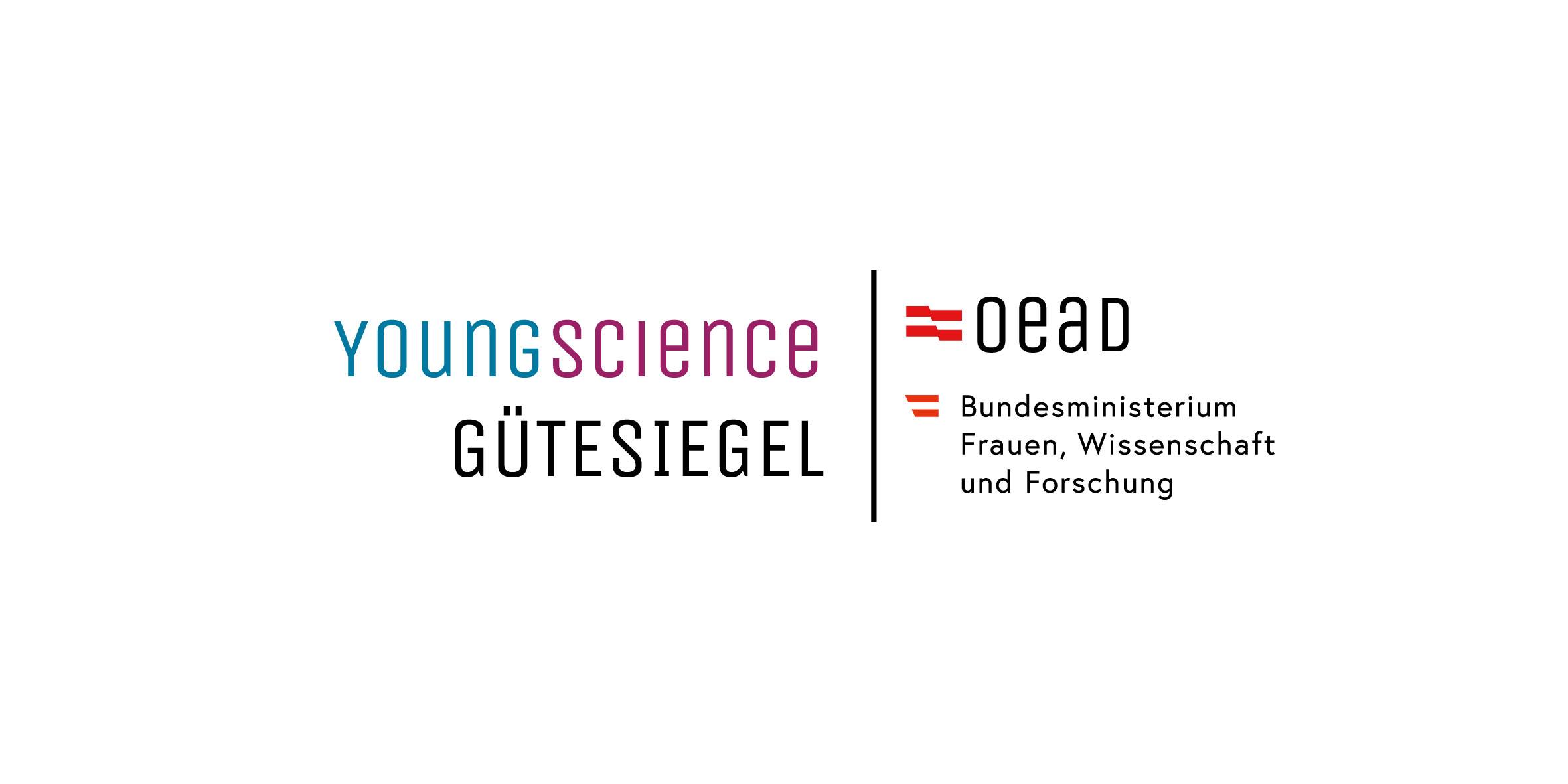 Ein dunkler Hintergrund mit dem Wort 'Junge Wissenschaft' in einer farbenfrohen, pixeligen Schrift. Rechts sind zwei rote Quadrate platziert.