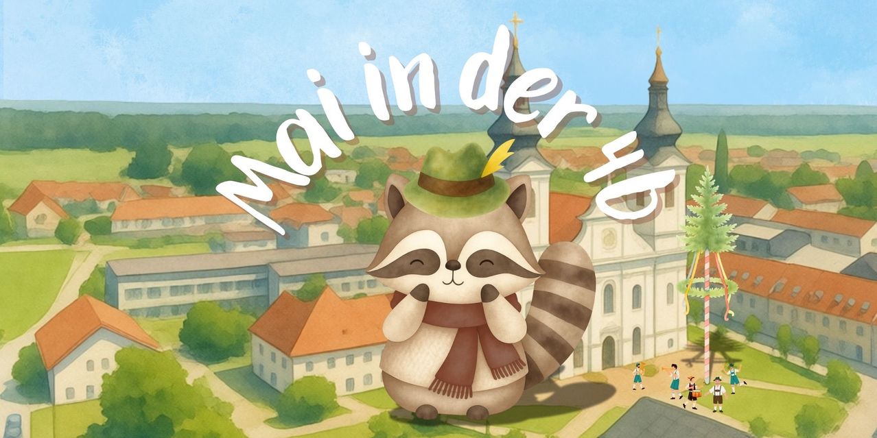A raccoon wearing a hat and scarf stands in front of buildings. It has a serious expression. The word 'Mainder' is written above.
