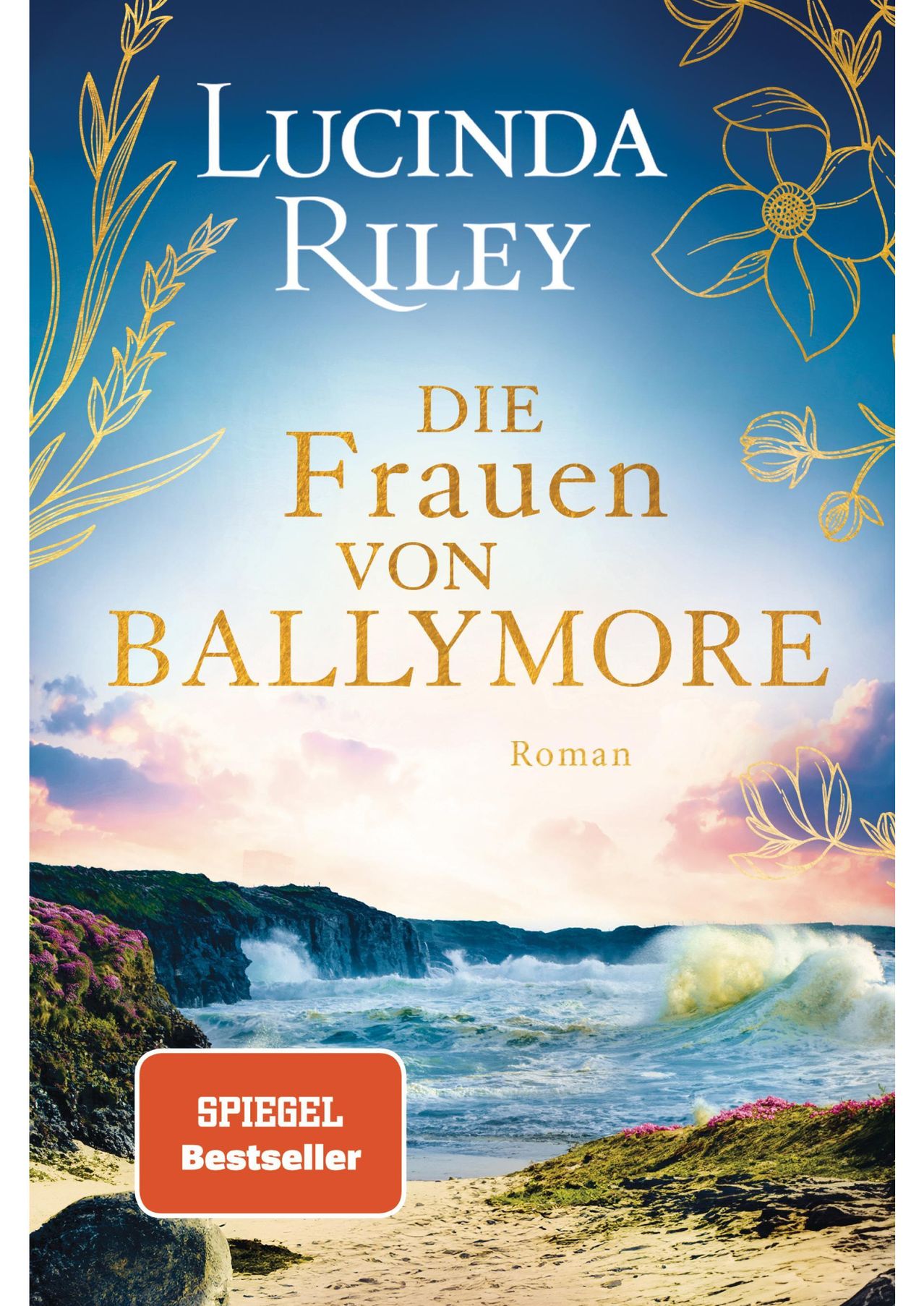 Buchcover mit einer dramatischen Meereslandschaft, dramatischen Wolken und einem Titel, der 'Die Frauen von Ballymore' lautet, was auf einen Roman hindeutet.