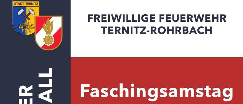 Ein Plakat für das Faschingssamstag-Event, das eine Gruppe von Musikern und einen QR-Code für weitere Informationen zeigt. Das Event ist für den 14. Februar 2026 in der Stadthalle Ternitz geplant.