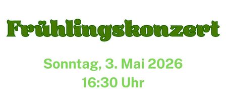 Poster for a Spring Concert on Sunday, May 3, 2026, at 16:30 at Mehrzweckhalle Riet Balgach with butterfly illustrations. Aperitif after the concert.