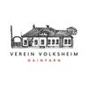 Eine skizzierte Abbildung eines Hauses mit dem Text 'Verein Volksheim Gainfarn' darunter. Das Haus hat einen Schornstein, mehrere Fenster und eine Tür.