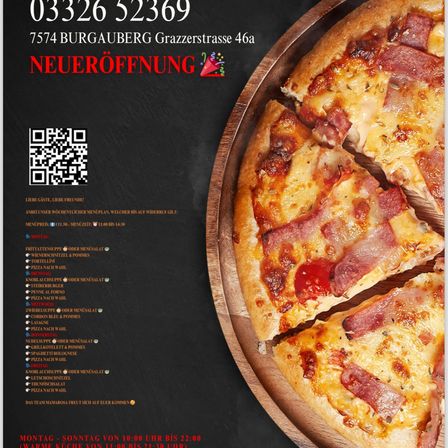 Bild enthält, Advertisement, Poster, Food, Pizza, QR Code