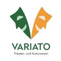 Das Variato-Logo zeigt zwei grüne und orange Masken, die sich überschneiden. Darunter steht der Text 'VARIATO Theater- und Kulturverein'.