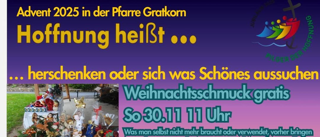 Werbeplakat für einen Verkauf von Weihnachtsdekoration am 30.11. um 11 Uhr. Artikel können entweder am KNL oder vor dem Pfarrhaus ab 11 Uhr abgeholt werden.