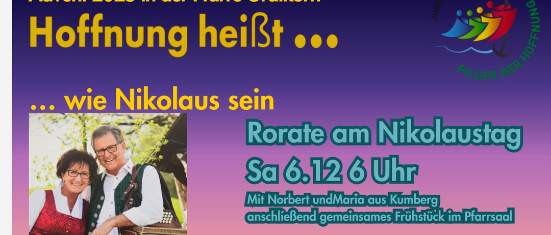 Eine Werbung für eine musikalische Veranstaltung am 6. Dezember um 18 Uhr mit Nikolaus. Es enthält ein Foto von Nikolaus, der ein Akkordeon spielt.