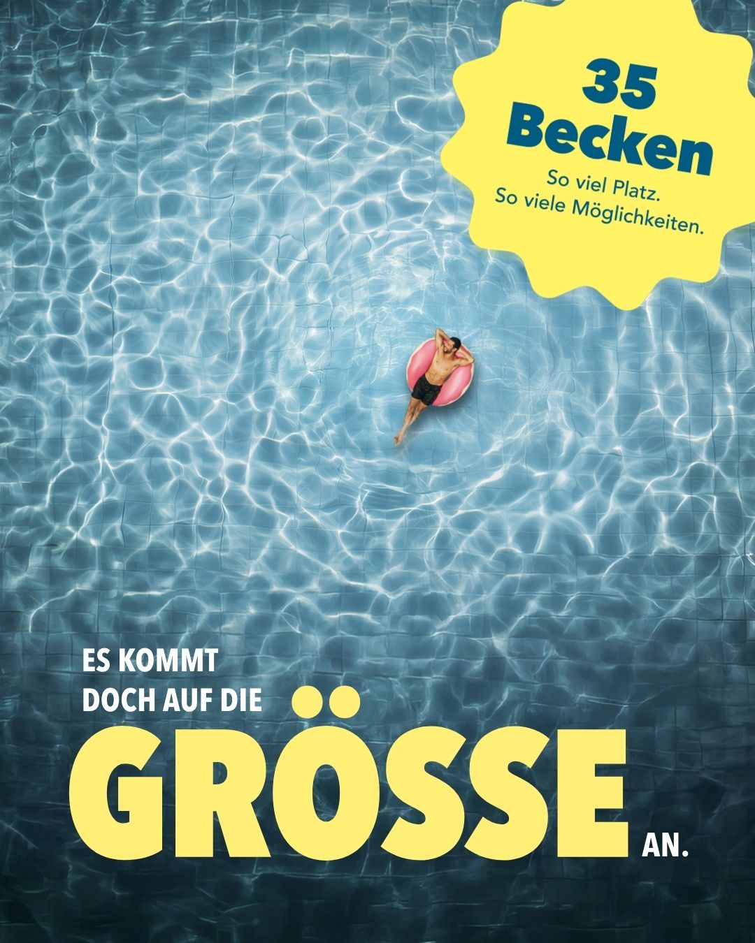 Bild enthält, Person, Swimming, Water, Water Sports, Advertisement, Poster, Pool, Swimming Pool, Clothing, Swimwear