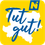 Gesunde Gemeinde Eggenburg-Logo. Ein gelber Kreis mit einer Karte eines Landes und den Worten Tut gut! in blauer Schrift. Die Karte ist weiß umrandet und oben befindet sich ein blaues Logo.