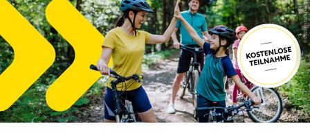 Plakat für die Frühlings-Radtour am Klopein-See. Es zeigt Menschen mit Helmen beim Radfahren. Die Veranstaltung ist kostenlos und am 8. Mai 2026. Das Datum und die Uhrzeit sind angegeben.