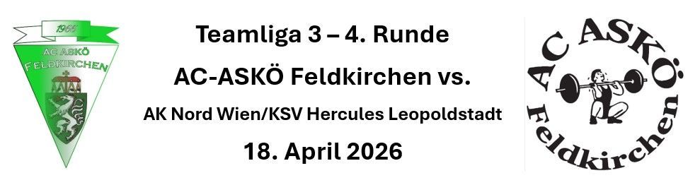 Poster for Teamliga 3-4. AC-ASKÖ Feldkirchen vs. AK Nord Wien/KSV Hercules Leopoldstadt on April 18, 2026.