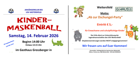 Das Bild bewirbt ein Tischtennis-Event für Erwachsene und Jugendliche, das im Februar 2026 stattfindet. Die Zeiten sind 20:00 Uhr und 15:15 Uhr. Veranstaltet von Anhangerklub, mit Christa Lenz als Kontaktperson.
