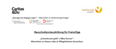 Information about a training for volunteer caregivers is provided. The training will take place in three modules on different Saturdays in Bad Gleichenberg. Contact information and details about the application process are also included.