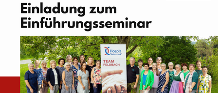 Event on January 17 and 24, 2026, from 09:30 to 14:00 at Rotes Kreuz, SchillerstraBe 57, 8330 Feldbach. Cost: 68.00 euros for 9 units of 50 minutes. Contact Dagmar Böhm at Hospizverein Steiermark.