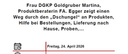 An event about bladder weakness and incontinence is being held on Friday, April 24, 2026, at 18:00. Martina Goldgruber, a product consultant, will demonstrate products, provide assistance with orders, and deliver them at home. The event is in Trautmannsdorf, Trautmannsdorf 255.
