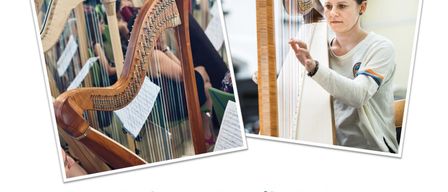 Poster for the 40th Styrian Harp Course on July 17, 2026, at 18:30 in Mailandsaal. Location: Mailandbergstrasse 10, 8344 Bad Gleichenberg. Free admission, no reservation, voluntary donations.
