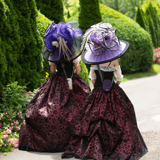 Clothing, Dress, Formal Wear, Fashion, Gown, Person, Hat, Lady, Costume, Handbag