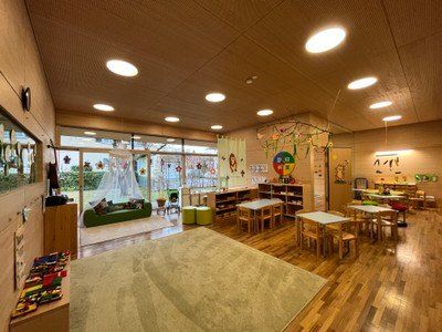 Indoors, Restaurant, Kindergarten, Architecture, Building, Interior Design, Cafeteria, Wood