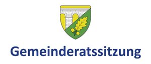 Ein Wappen mit einem gelben und grünen Schild, das einen Ziegelbogen und ein Eichenblatt mit Eicheln zeigt. Darunter steht der Name 'Reinderatssitz' in Blau geschrieben.